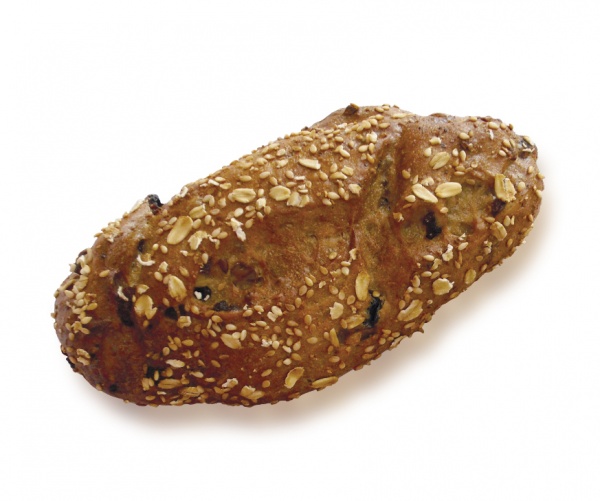 Este delicioso panecillo de trigo mixto con semillas, pasas y sabrosos trocitos de albaricoque, seduce cualquier paladar.
