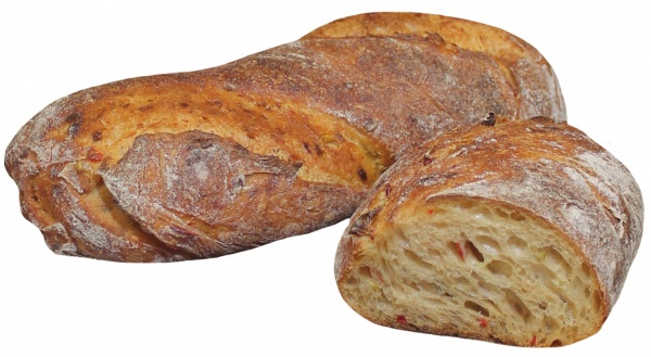 Diese Brotspezialität besticht durch große Porung und kräftiges Aroma. Angereichert mit 8% Weißkäse, 8% Paprika und 4% Peperoni.