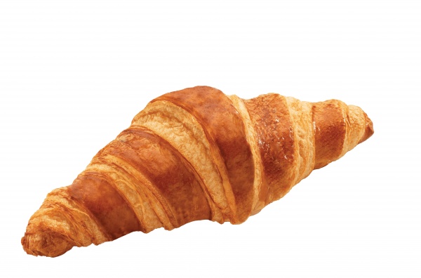 Authentisches französisches Croissant mit 24 % Butter. Feine, blättrige Schichten, die beim Backen goldbraun und knusprig werden. Mit weichem Inneren und feinem Buttergeschmack.