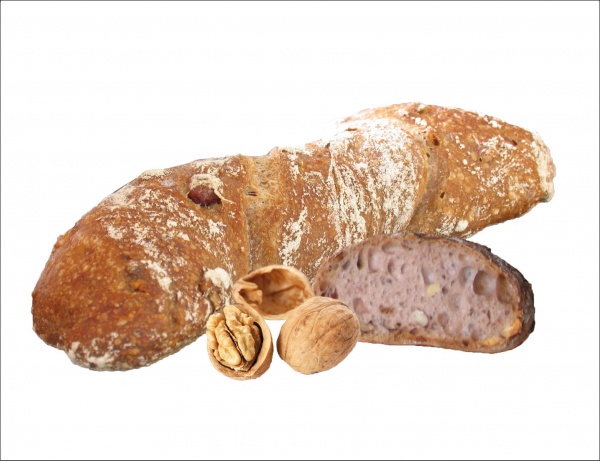 Diese Brotspezialität besticht durch extrem grosse Porung und kräftiges Aroma. Angereichert mit jeweils 8% Walnüssen und Haselnüssen.